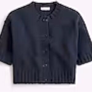 NWT J. Crew cropped short sleeve end sweater, XS NAVY